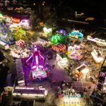 The Dreamland Amusements Midway in the Lake Street parking lot in 2023 as seen by drone photography.